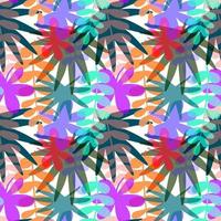 Seamless pattern with drawn tropical leaves, colorful artistic botanical illustration. Floral background. Modern botanical minimalistic illustration with texture. vector