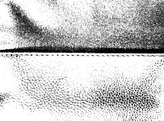 Distressed overlay texture of fabrics surface and a seam, textile, woven fabric and leather. Grunge background with line of stitches. One color graphic resource.