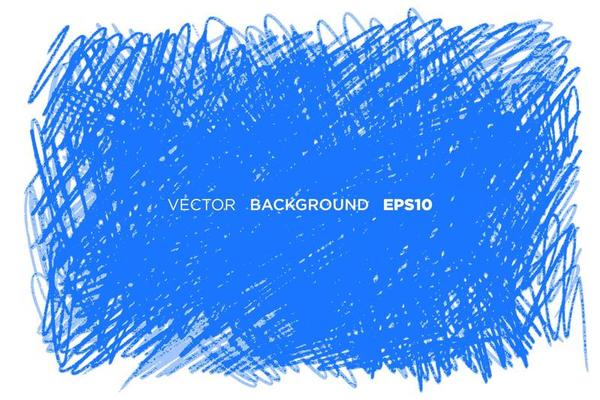 Vector hand drawn big textured stain. Blue color two layers drawn backdrop. Grungy background rectangular shape.