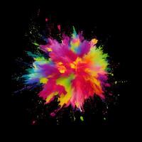 Multicolored paint explosion, Paint scattering explosion of colorful clouds, Dust cloud exploding on black background,Designed with artificial intelligence, photo