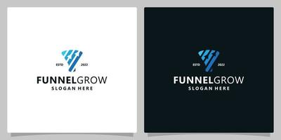 Funnel logo icon vector illustration with growth arrow investment. Premium vector