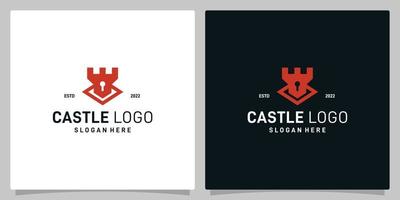 Castle building vector icon logo design with keyhole, security logo premium vector