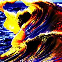 Colorful ocean waves illustration, Colorful sea waves oil painting work, Designed with artificial intelligence, photo