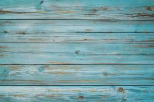 Rustic beach wood background Vintage weathered planks painted in shades of turquoise blue photo
