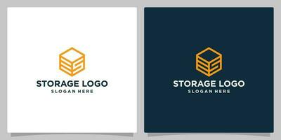 S letter and box logo concept. Logistic or storage logo. Premium Vector