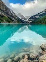 The torquoise water at Lake Louise in Alberta photo