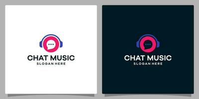 Logo design template Music. Logo headphone with chat bubble. Premium vector