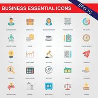 25 Flat business essential, communication and office icons set for website and mobile site apps. Contains such Icons as Chart, Awards. vector