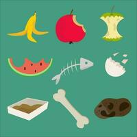 vector image ,a set of food waste, garbage