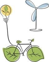 green bicycle, eco vector