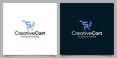 Template design icon logo vector shopping cart with symbol initial letter S. Premium vector