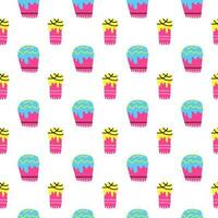 Seamless pattern with Easter kulich cakes. vector