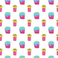 Seamless pattern with Easter kulich cakes. vector