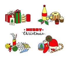 Groups of Christmas items. vector