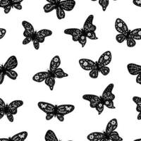 Seamless pattern with doodle butterflies. vector