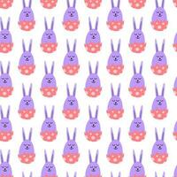 Seamless pattern with bunnies in egg shells. vector