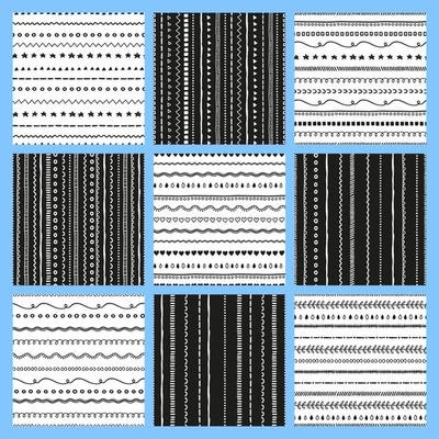 Set of black and white patterns.