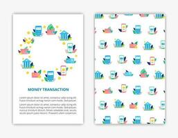 Card templates with money transaction icons. vector