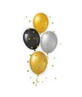 Group of helium balloons with glitter. vector