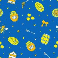 Seamless pattern with honey doodles. vector