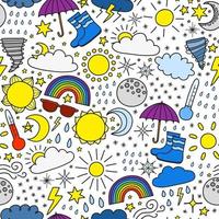 Seamless pattern with weather items. vector