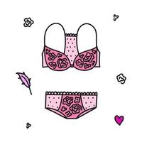 Doodle colored women s underwear set. vector