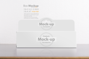 Rectangular box package mockup with hanger on table psd