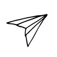 Vector black linear paper plane icon.