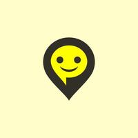 emoticon logo design with location icon, pin icon logo design with smiley emoticon in the about section vector