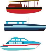 Different types of Boats Sea water transportation cruise or fishing boats vector illustrations clip arts