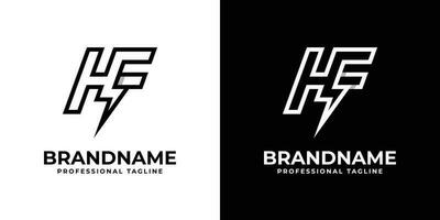 Letter HF Thunderbolt Logo, suitable for any business with HF or FH initials. vector