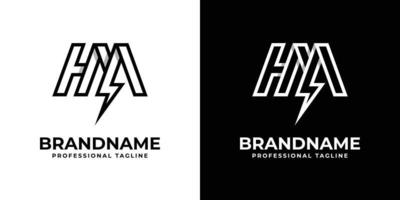 Letter HM Thunderbolt Logo, suitable for any business with HM or MH initials. vector