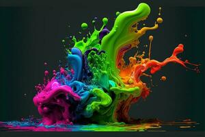Ai Generative 3D Color Paint Splash Texture background photo