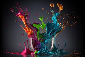 Ai Generative 3D Color Paint Splash Texture background photo