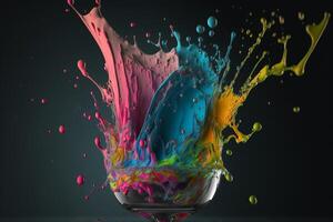Ai Generative 3D Color Paint Splash Texture background photo