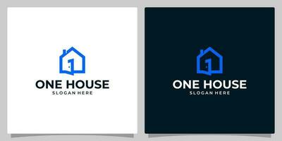 open house logo template design with number one shape. premium vector