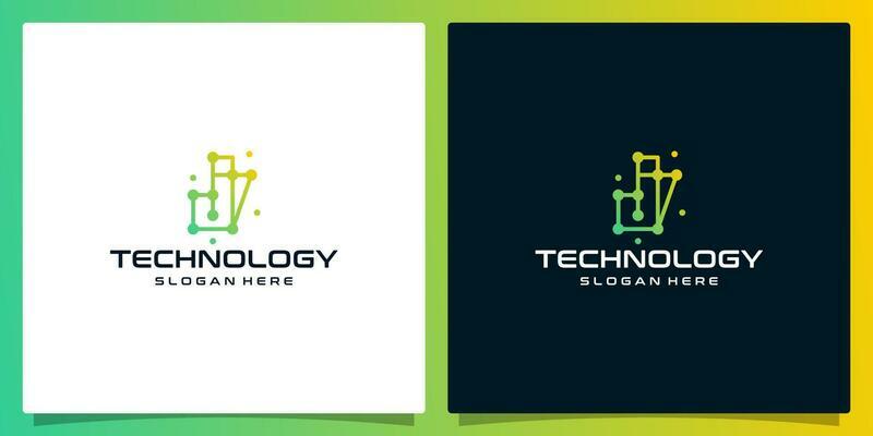 Creative logo initial letter J abstract with technology style and gradient color. Premium vector