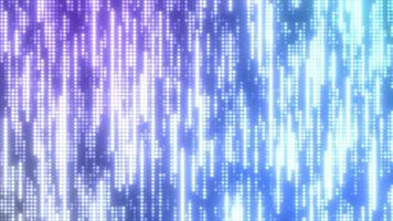abstrakt Blau glühend fliegend Linien Streifen von leuchtend Punkte und Energie Partikel abstrakt Disko Hintergrund. Video 4k, 60 fps