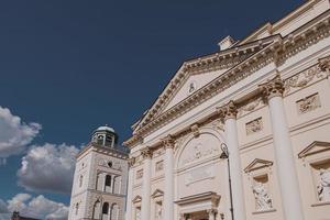 historic church of St. Anne in Warsaw, Poland against a blue sky photo