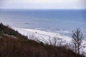 winter landscape from the beach on the Baltic Sea with snow in Poland. photo