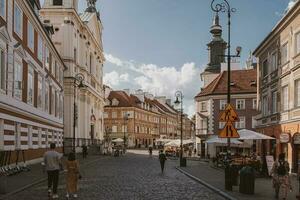 urban landscape for a new city in Warsaw, Poland on a summer holiday day photo