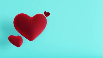 Hearts floating in the air with blue background, 3d animation video