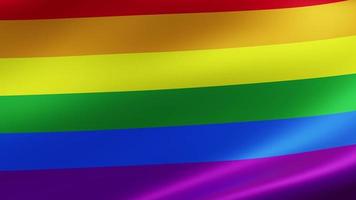 HBTQ regnbåge flagga vinka. 3d framställa animering video