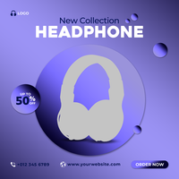 New arrival smart headphone banner for selling and promotional purpose. Instagram square headphone or musical instrument poster design template psd