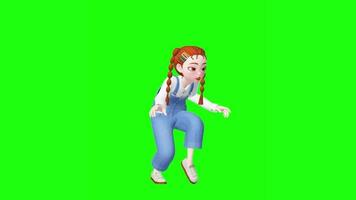3d animatie van een Dames dansen gelukkig met een uniek en actief beweging vrij video