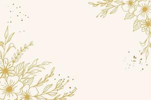 Elegant golden floral background with hand drawn flowers and leaves illustration decoration vector