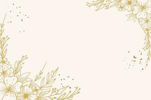 Elegant golden floral background with hand drawn flowers and leaves illustration decoration vector