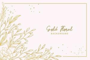 elegante dorado floral antecedentes con mano dibujado flores y hojas ilustración decoración vector