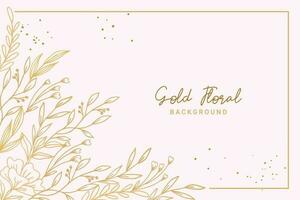 Elegant golden floral background with hand drawn flowers and leaves illustration decoration vector