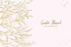 Elegant golden floral background with hand drawn flowers and leaves illustration decoration vector